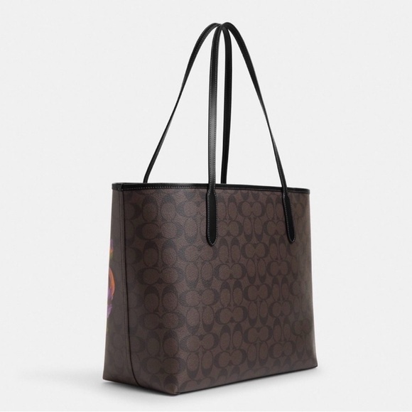 Coach City Tote in Iris Rose Print & Brown 💐 - Picture 2 of 3